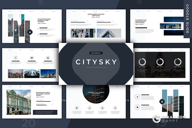 30页国外商务风格企业公司集团介绍公司实力展示项目合作Google slides模板5种主题配色 - 顶尖PPT