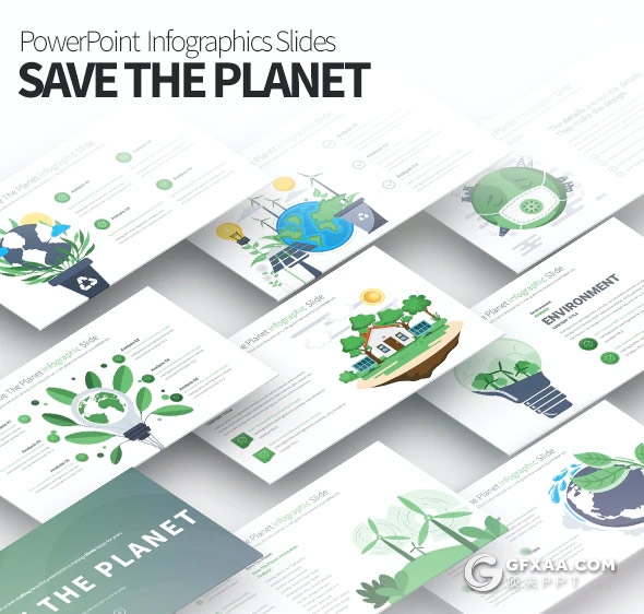 35页地球环境保护节能环保创意图形PPT模板11种主题配色 - 顶尖PPT