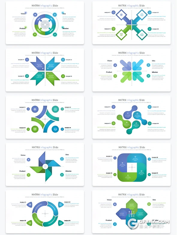 35页创意矩阵keynote图形模板圆形环绕要点图形keynote模板11种主题配色 - 顶尖PPT
