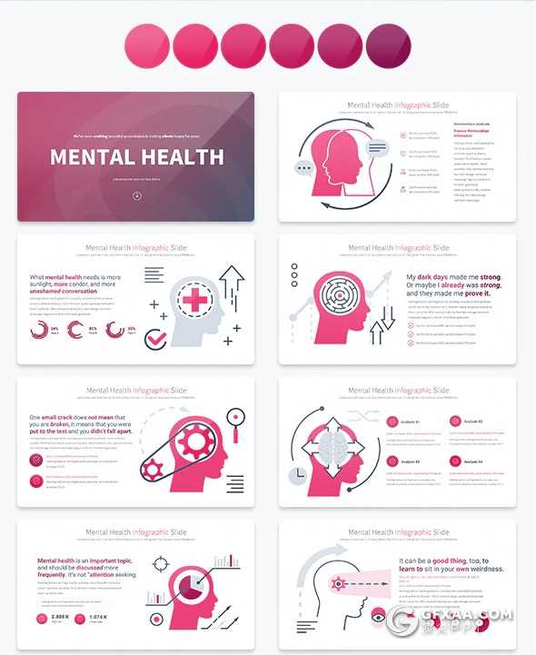 35页创意人脑图形keynote模板11种主题配色 - 顶尖PPT