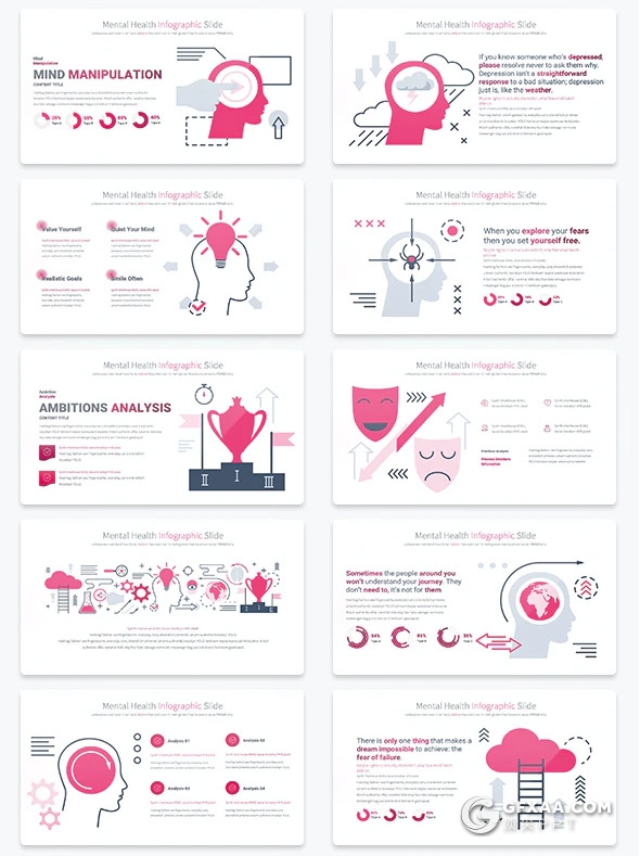 35页创意人脑图形keynote模板11种主题配色 - 顶尖PPT