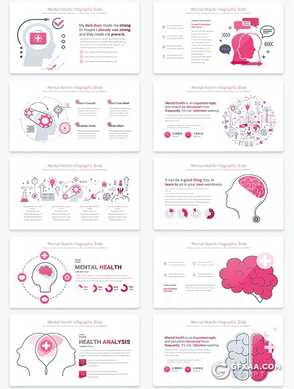 35页创意人脑图形keynote模板11种主题配色 - 顶尖PPT