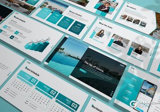 30页旅游度假活动策划公司ppt模板项目展示ppt模板6种主题配色 - 顶尖PPT