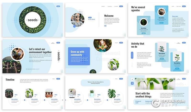 30简约风格景观植物养殖介绍家具介绍展示keynote模板6种主题配色 - 顶尖PPT