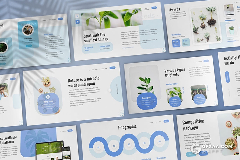 30简约风格景观植物养殖介绍家具介绍展示keynote模板6种主题配色 - 顶尖PPT