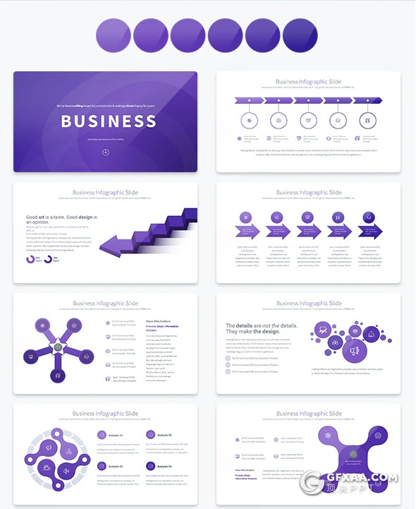 35页国外创意商务图形ppt模板总结分析箭头指向逻辑ppt图形素材11种主题配色 - 顶尖PPT