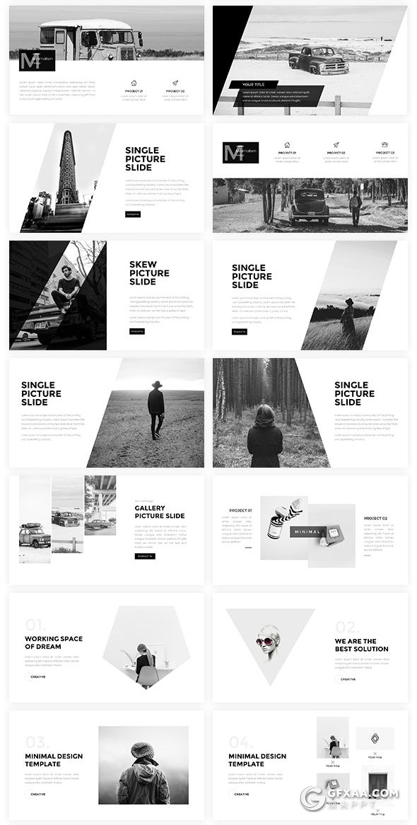 160页国外高端创意商务多用途ppt模板黑白配色高逼格欧美ppt模板8种主题配色 - 顶尖PPT