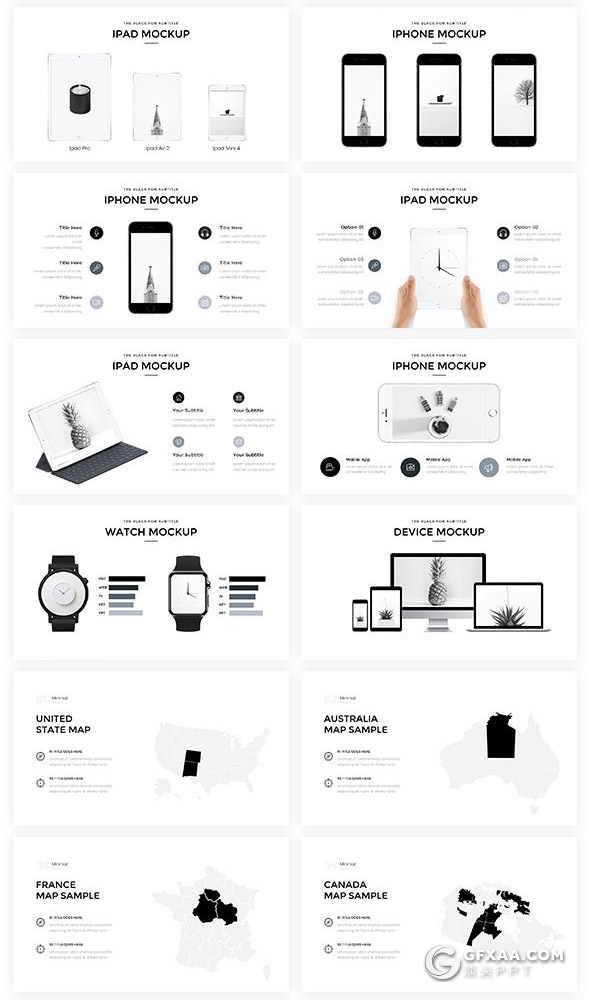 160页国外高端创意商务多用途ppt模板黑白配色高逼格欧美ppt模板8种主题配色 - 顶尖PPT