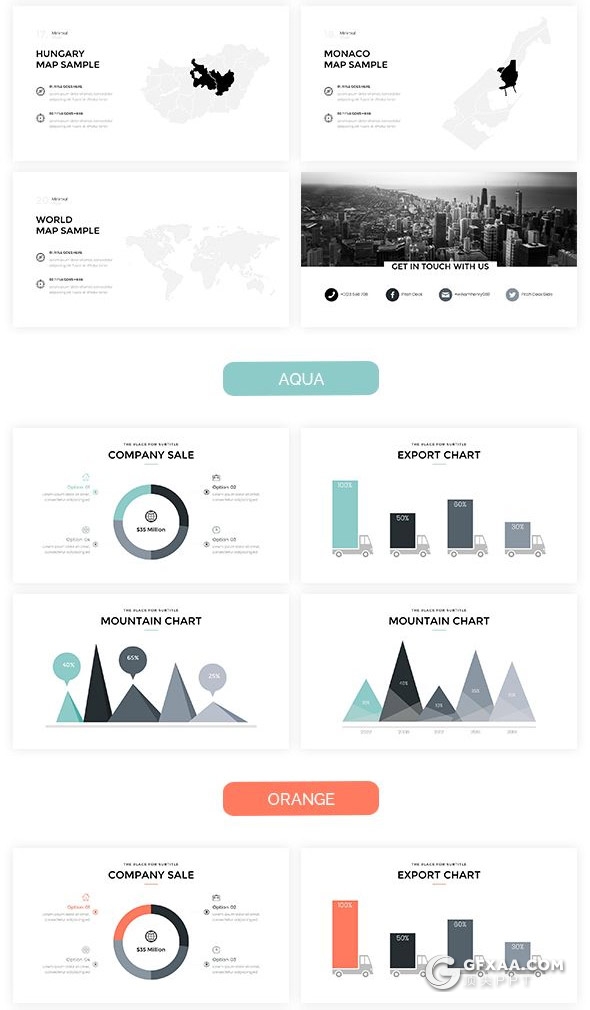 160页国外高端创意商务多用途ppt模板黑白配色高逼格欧美ppt模板8种主题配色 - 顶尖PPT