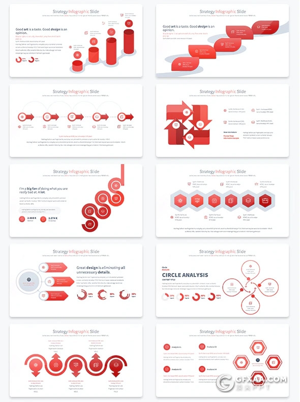 35页国外创意商务信息图形PPT模板11种主题配色 - 顶尖PPT