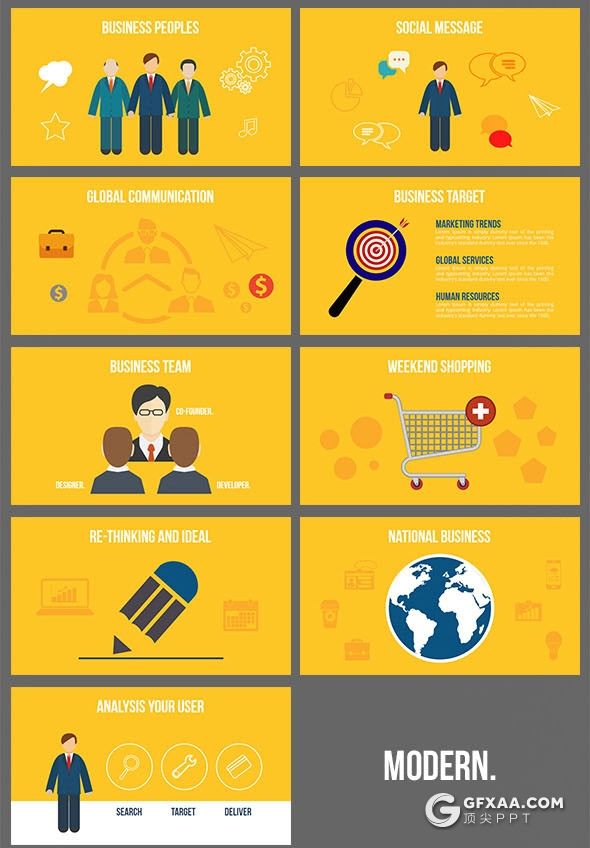 53页彩色扁平化矢量卡通图形keynote商务概念插画keynote模板 - 顶尖PPT