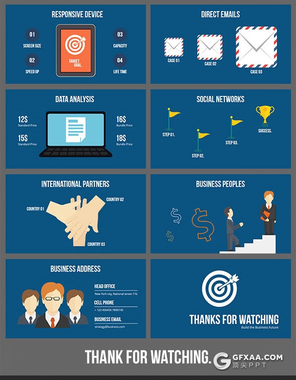 53页彩色扁平化矢量卡通图形keynote商务概念插画keynote模板 - 顶尖PPT