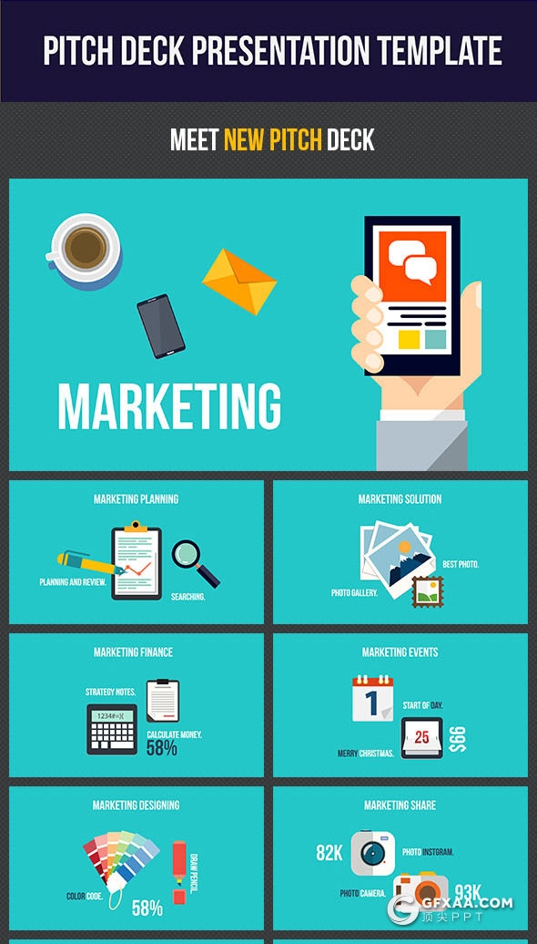 80页扁平化彩色商务信息查询插画keynote模板 4K矢量格式keynote商务数据图形模板 - 顶尖PPT