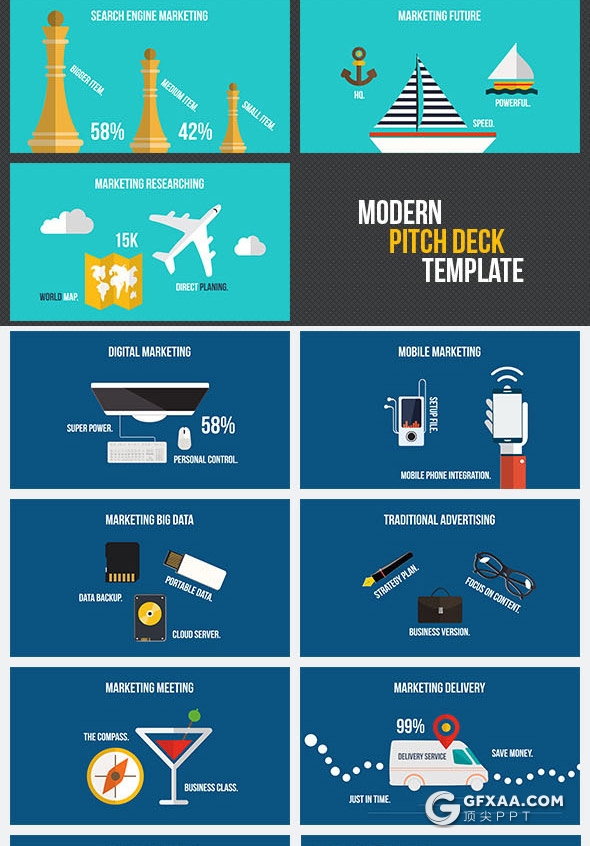 80页扁平化彩色商务信息查询插画keynote模板 4K矢量格式keynote商务数据图形模板 - 顶尖PPT