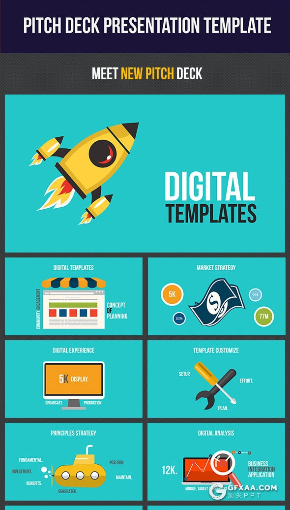 100页4K扁平化彩色商务概念图形插画keynote图形模板 - 顶尖PPT