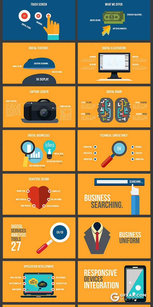 100页4K扁平化彩色商务概念图形插画keynote图形模板 - 顶尖PPT