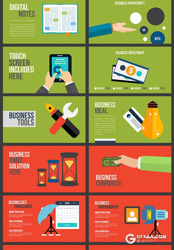 100页4K扁平化彩色商务概念图形插画keynote图形模板 - 顶尖PPT