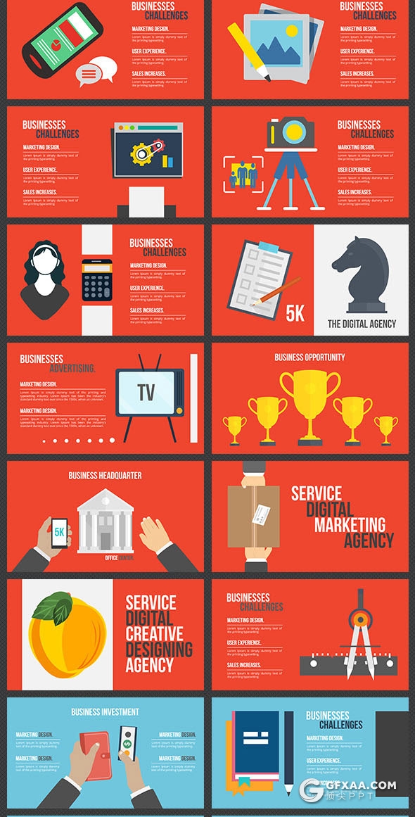 100页4K扁平化彩色商务概念图形插画keynote图形模板 - 顶尖PPT