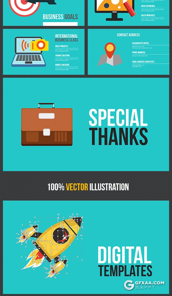 100页4K扁平化彩色商务概念图形插画keynote图形模板 - 顶尖PPT