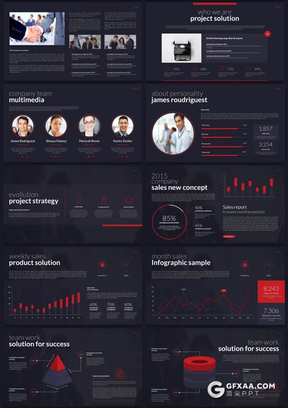 109页国外商务风格企业团队介绍商业计划多用途PPT动画模板3种主题配色 - 顶尖PPT