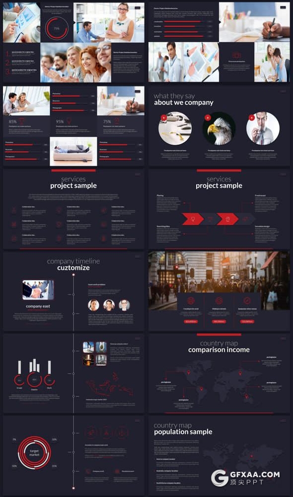 109页国外商务风格企业团队介绍商业计划多用途PPT动画模板3种主题配色 - 顶尖PPT