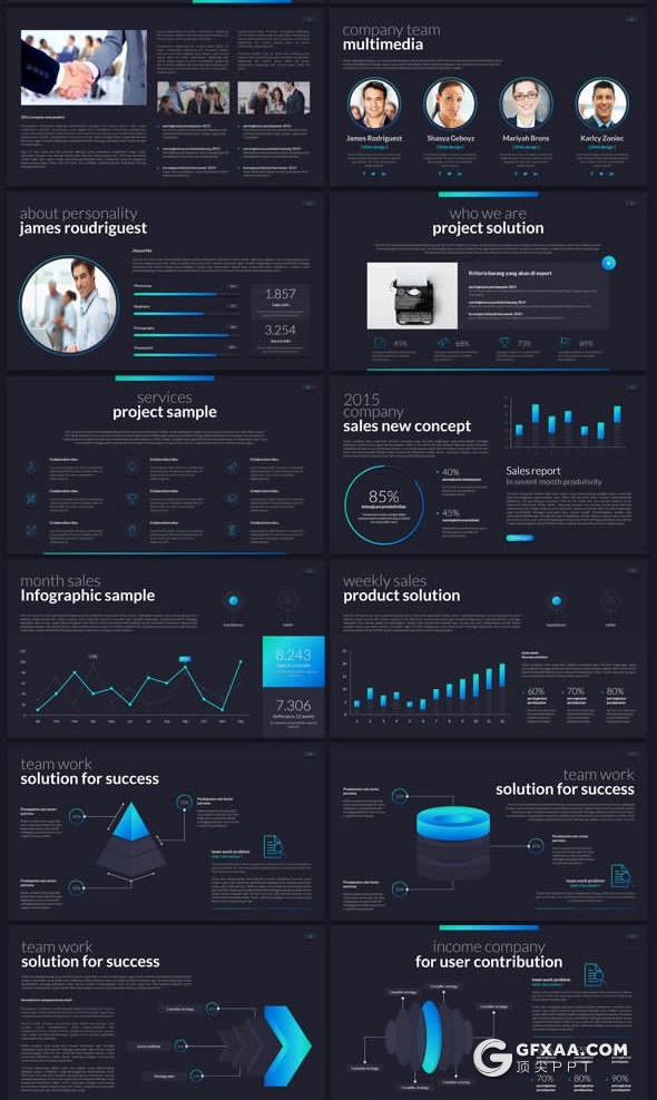109页国外商务风格企业团队介绍商业计划多用途PPT动画模板3种主题配色 - 顶尖PPT
