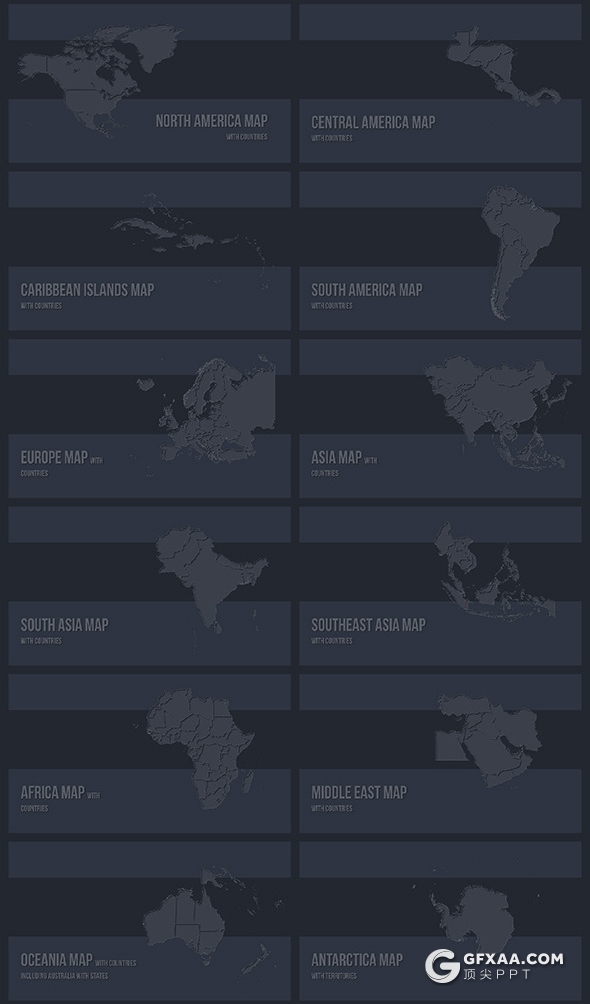189页最全世界国家地图PPT模板七大洲北美南美洲欧洲亚洲非洲中东南极等国家ppt地图模板世界板块地图PPT模板多种样式 - 顶尖PPT