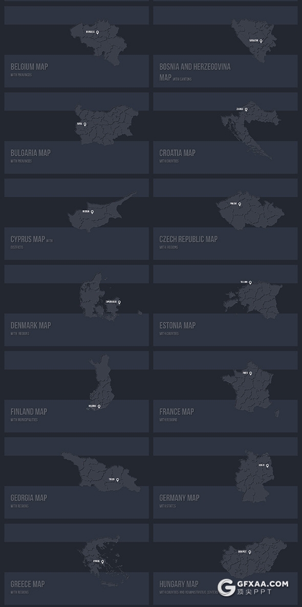 189页最全世界国家地图PPT模板七大洲北美南美洲欧洲亚洲非洲中东南极等国家ppt地图模板世界板块地图PPT模板多种样式 - 顶尖PPT