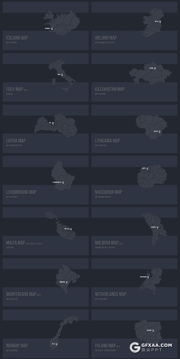189页最全世界国家地图PPT模板七大洲北美南美洲欧洲亚洲非洲中东南极等国家ppt地图模板世界板块地图PPT模板多种样式 - 顶尖PPT