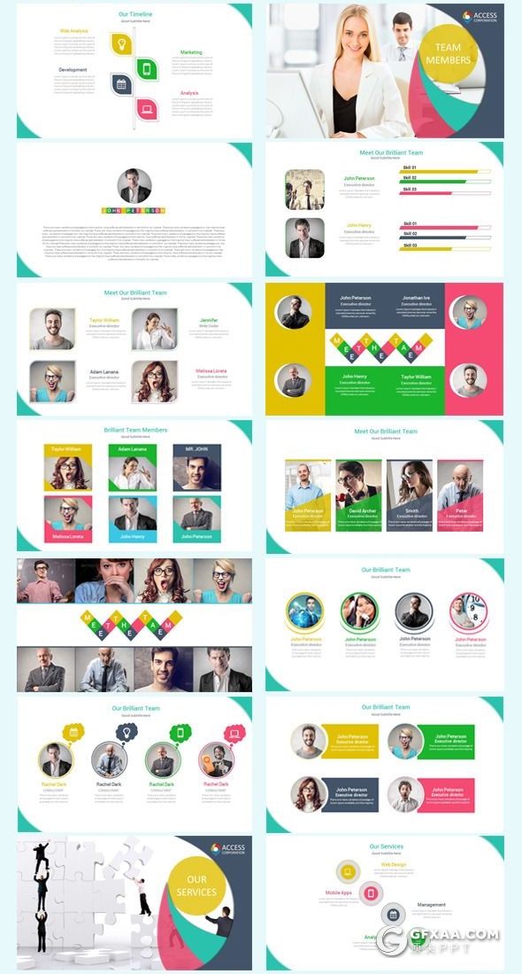 125页扁平化彩色工作总结汇报商务信息图形设计国外通用PPT模板 - 顶尖PPT