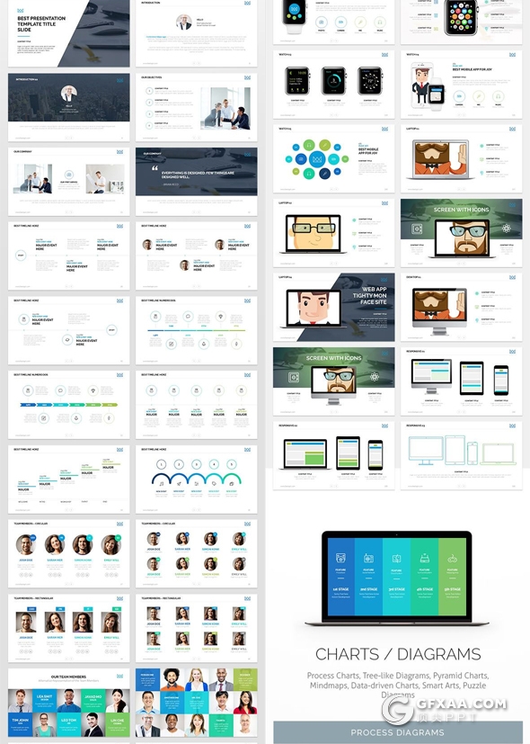 308页国外大型商务企业介绍业务展示数据图表世界地图ppt模板 - 顶尖PPT
