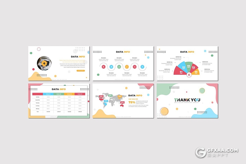 30页彩色创意圆点组合设计国外现代创意通用PPT模板5种主题配色 - 顶尖PPT