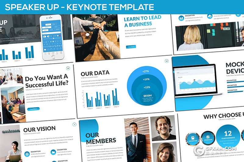 30页商务项目合作数据分析企业团队介绍keynote模板6种主题配色 - 顶尖PPT
