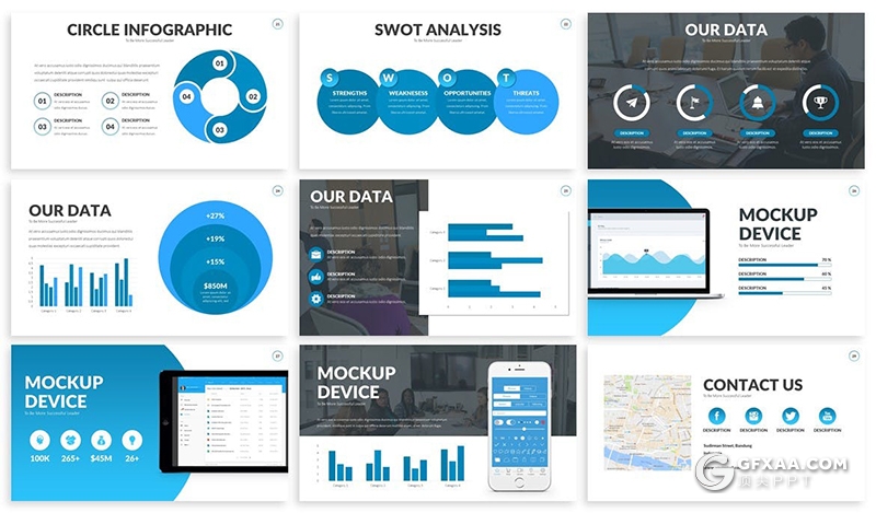 30页商务项目合作数据分析企业团队介绍keynote模板6种主题配色 - 顶尖PPT