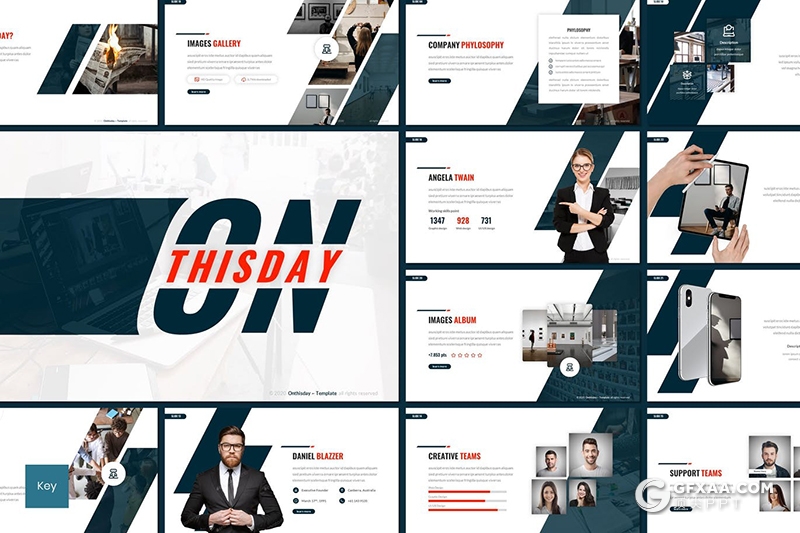 30页企业团队展示业务项目合作国外通用keynote模板5种主题配色 - 顶尖PPT