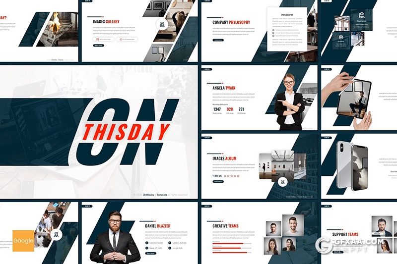 30页企业团队展示业务项目合作国外通用Google slides模板5种主题配色 - 顶尖PPT