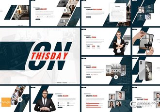 30页企业团队展示业务项目合作国外通用Google slides模板5种主题配色 - 顶尖PPT