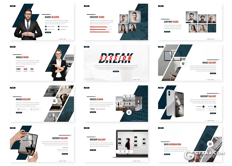 30页企业团队展示业务项目合作国外通用keynote模板5种主题配色 - 顶尖PPT