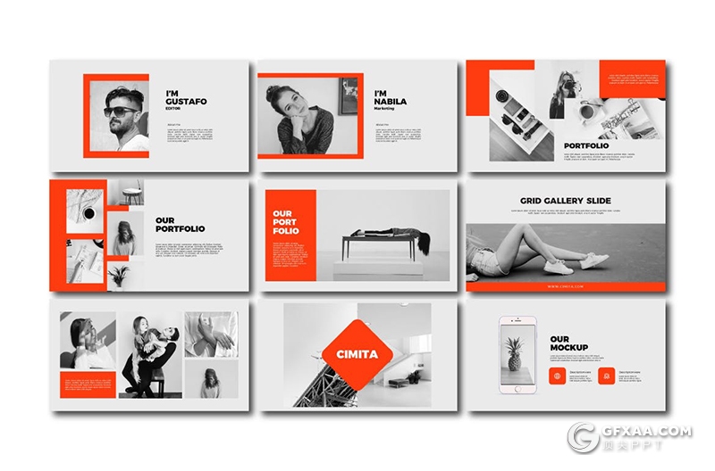 40页简约风格产品促销展示模特写真Google slides模板 - 顶尖PPT