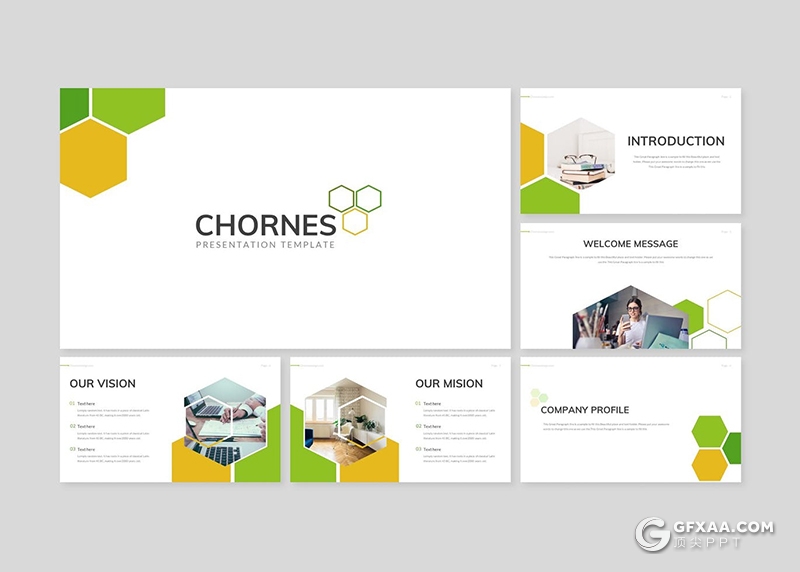 30页创意六边形组合商务风格企业团队介绍工作规划Google slides模板5种主题配色 - 顶尖PPT