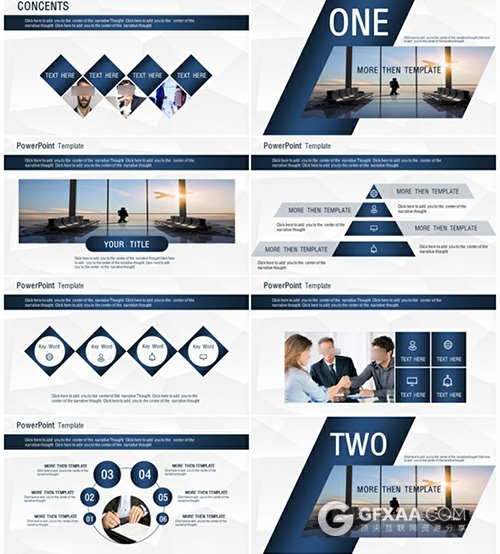 蓝色炫酷欧美时尚商务汇报总结PPT - 顶尖PPT