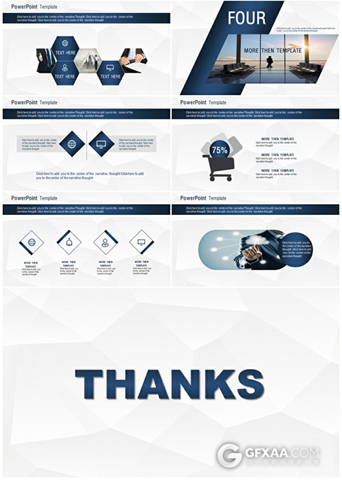 蓝色炫酷欧美时尚商务汇报总结PPT - 顶尖PPT