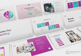 30页商业网络公司企业介绍项目展示通用Google slides模板 - 顶尖PPT