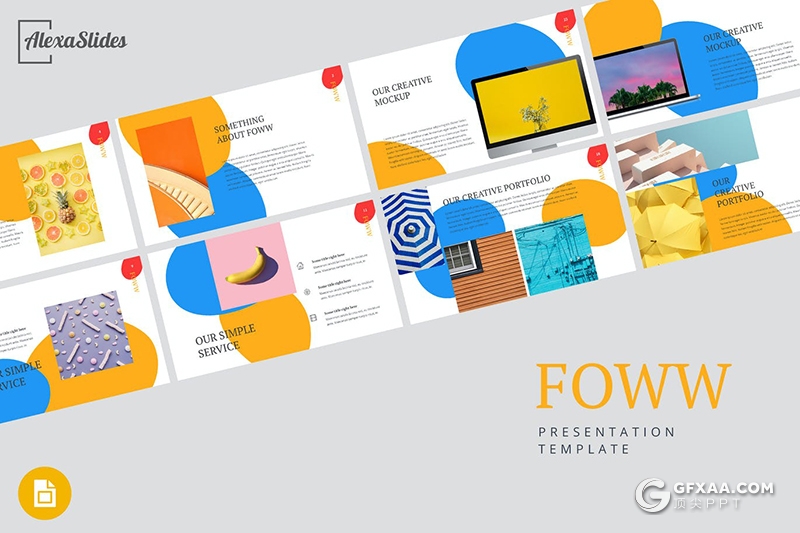 30页创意圆形版式设计简约时尚流行风格Google slides模板 - 顶尖PPT