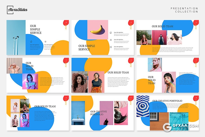 30页创意圆形版式设计简约时尚流行风格PPT模板 - 顶尖PPT