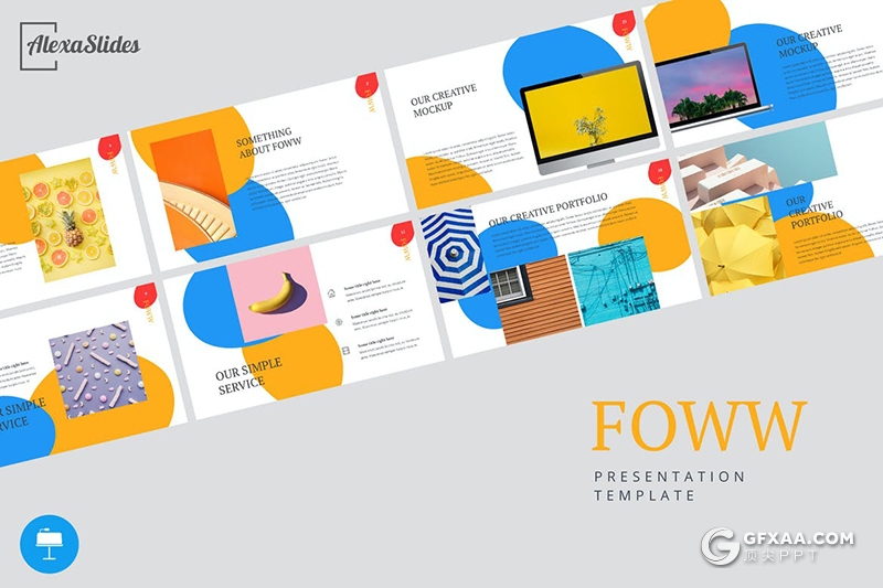 30页创意圆形版式设计简约时尚流行风格keynote模板 - 顶尖PPT