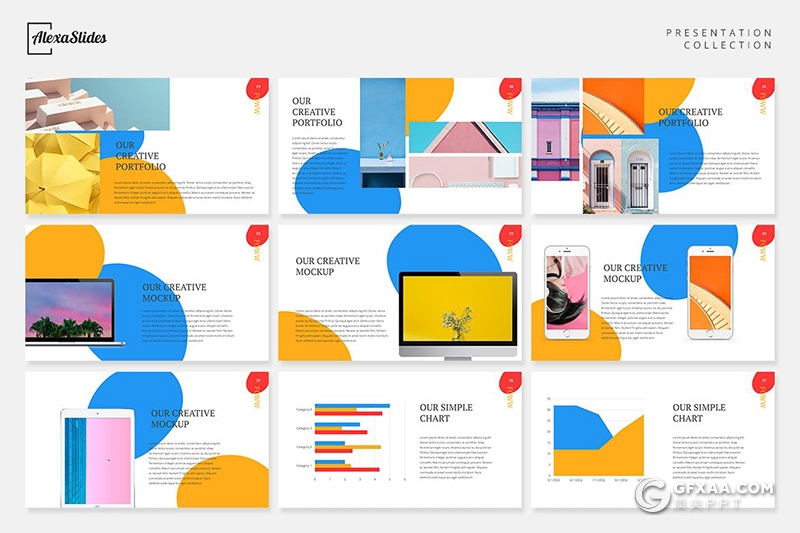 30页创意圆形版式设计简约时尚流行风格PPT模板 - 顶尖PPT