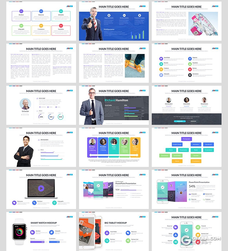 112彩色国外高端商务工作计划项目数据分析商业风格PPT模板 - 顶尖PPT