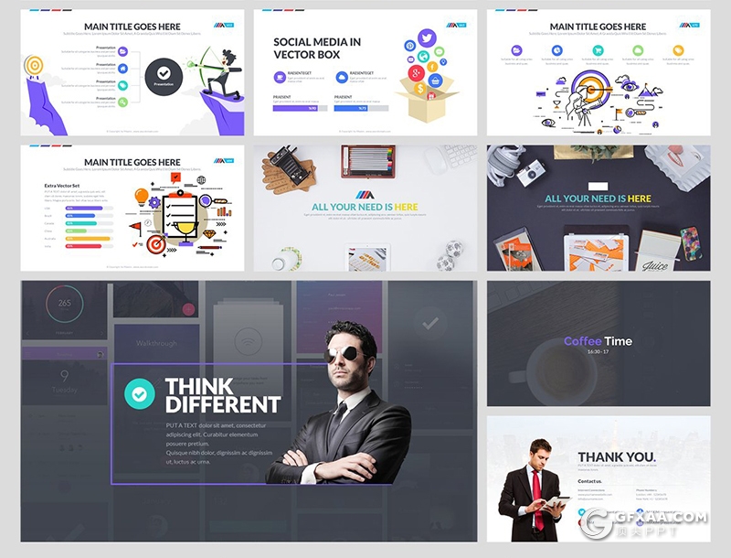 112彩色国外高端商务工作计划项目数据分析商业风格PPT模板 - 顶尖PPT