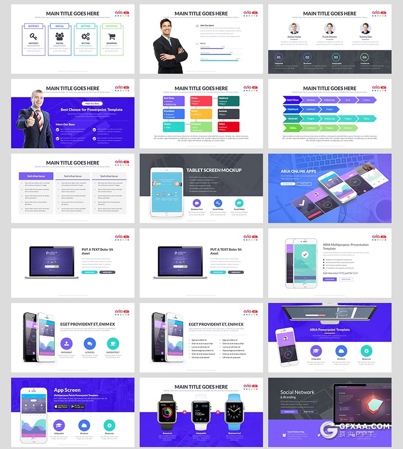 102页彩色国外项目展示产品发布展示工作汇报项目规划通用ppt模板 - 顶尖PPT